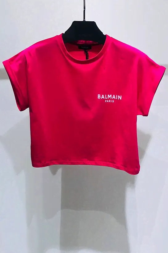 Женская футболка Balmain Paris - Pink