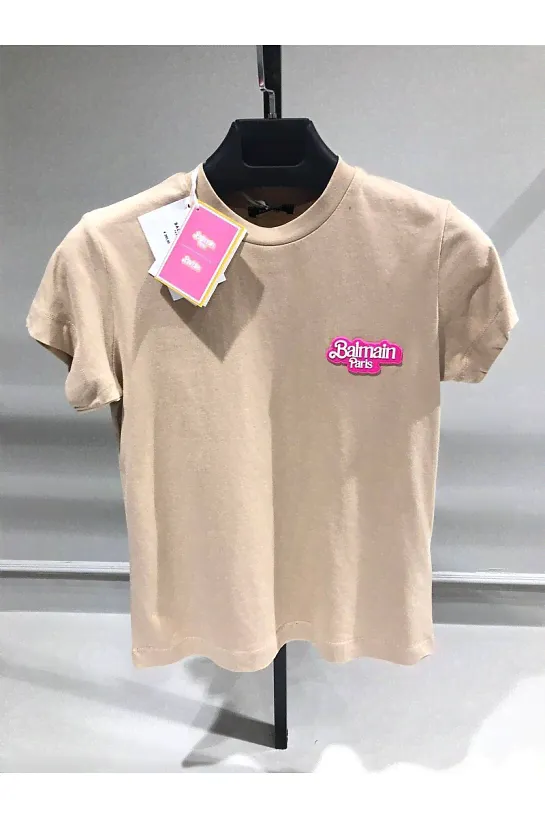Женская футболка Balmain x Barbie - Beige-3