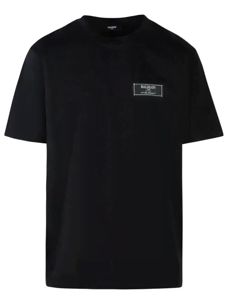 Balmain Black Cotton T Shirt - M