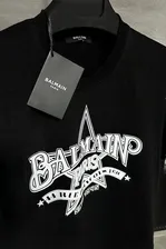 Мужская чёрная футболка Balmain Star logo-print