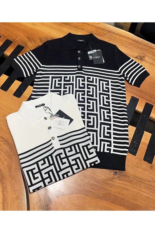 Вязанное поло Balmain monogram-pattern-4