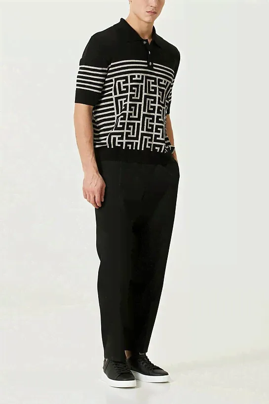 Вязанное поло Balmain monogram-pattern