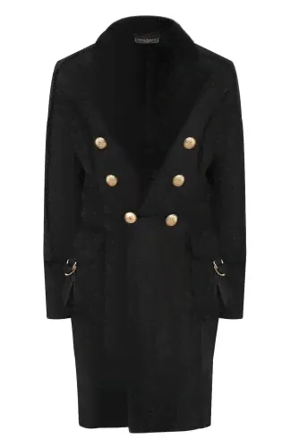 Двубортная дубленка Balmain-0