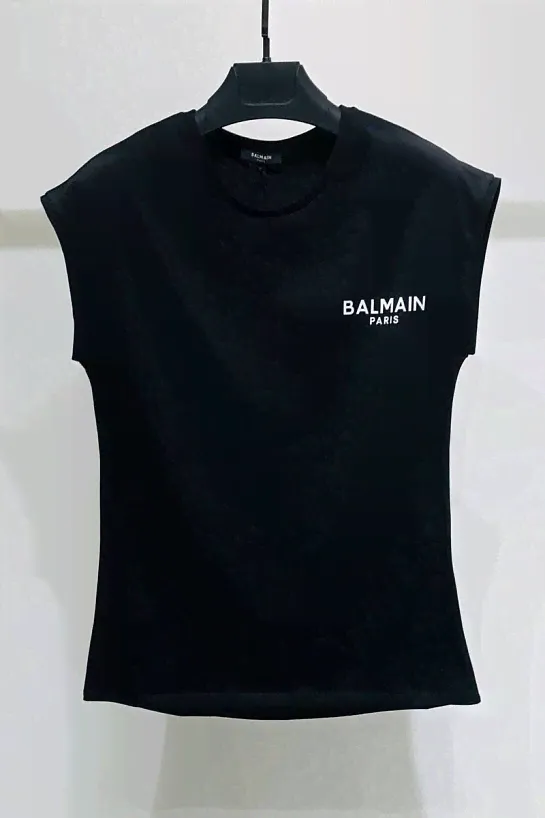 Женская футболка Balmain Paris - Black-3
