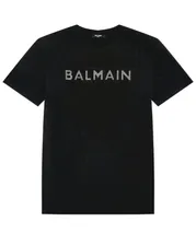 Футболка с лого из стразов, черная Balmain