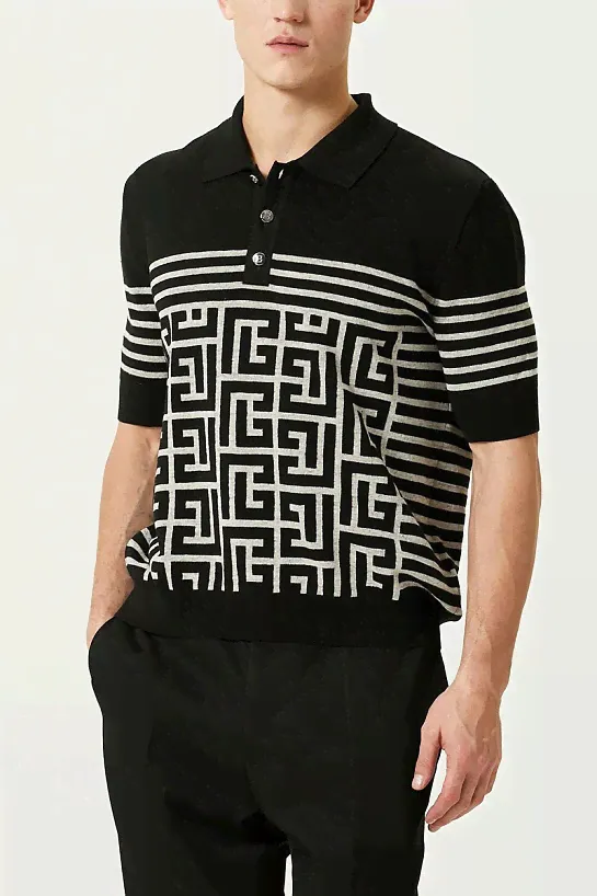 Вязанное поло Balmain monogram-pattern-0