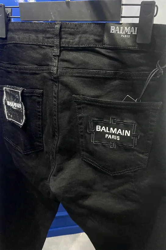 Мужские джинсы Balmain Paris - Black-0