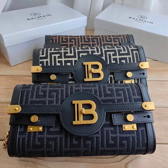 Женский клатч Balmain B-Buzz 25x12 см - Black / White-2