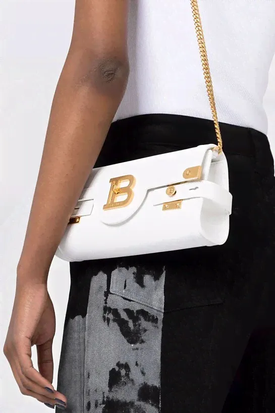 Женская сумка Balmain B-Buzz 25x12 см - White-3