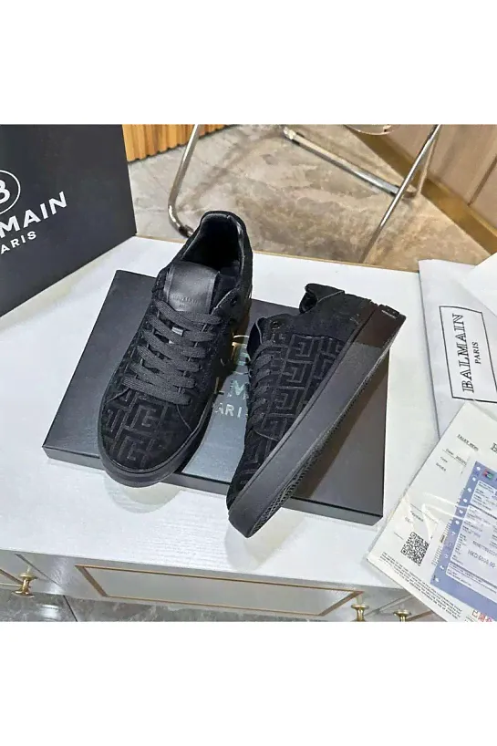 Мужские кроссовки Balmain Monogram B-Court - Black-1